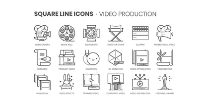 Square Line Icons Design Font Poster 2