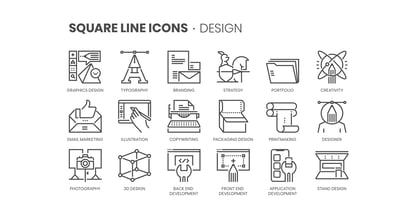 Square Line Icons Design Fuente Póster 4