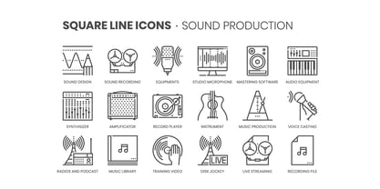 Square Line Icons Design Fuente Póster 3