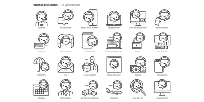 Square Line Icons Social Font Poster 2