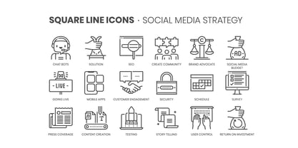 Square Line Icons Social Font Poster 4