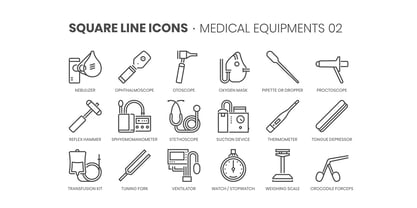 Square Line Icons Medical 4 Fuente Póster 4