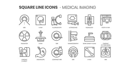 Square Line Icons Medical 4 Font Poster 2