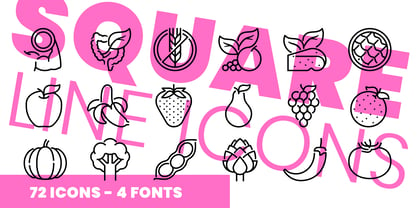 Square Line Icons Food Font Poster 1