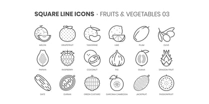 Square Line Icons Food Fuente Póster 4