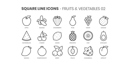 Square Line Icons Food Font Poster 3