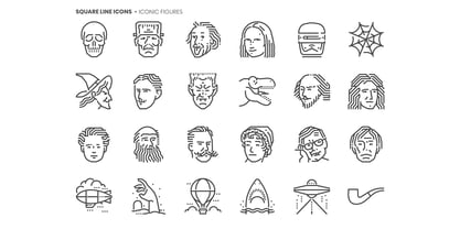 Square Line Icons People Font Poster 3