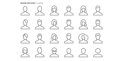 Square Line Icons People Font Poster 2