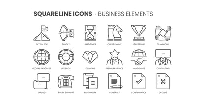 Square Line Icons Business Font Poster 5