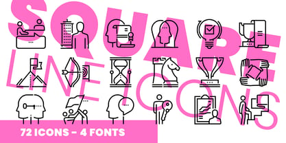 Square Line Icons Business Font Poster 1