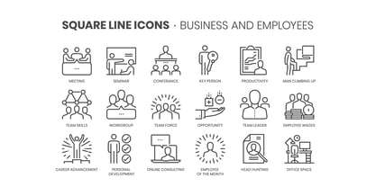 Square Line Icons Business Font Poster 3