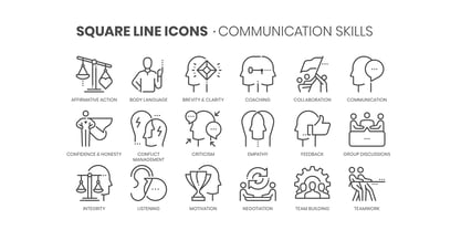 Square Line Icons Business Font Poster 2