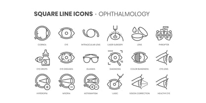 Square Line Icons Eye Font Poster 2