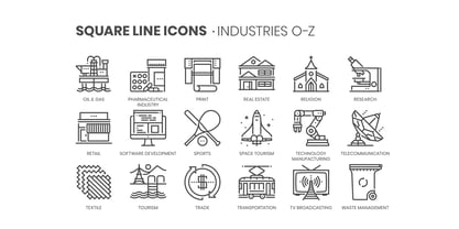 Square Line Icons Indus Font Poster 4