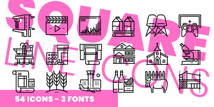Square Line Icons Indus Font Poster 1
