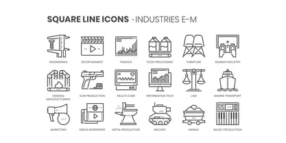 Square Line Icons Indus Font Poster 3