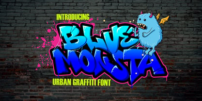 Blue Monsta Graffiti Fuente Póster 1