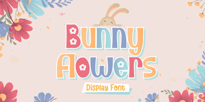 Bunny Flowers Fuente Póster 1