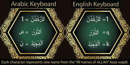 99 Names of ALLAH Clear Fuente Póster 3