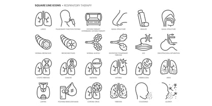 Square Line Icons Medical 3 Font Poster 5