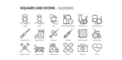 Square Line Icons Medical 3 Police Poster 3