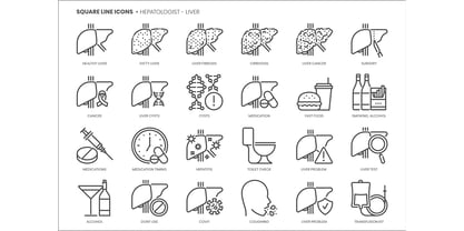 Square Line Icons Medical 3 Fuente Póster 4