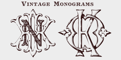Vintage Monograms Fuente Póster 5
