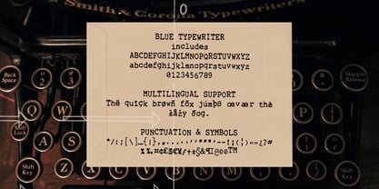Blue Typewriter Fuente Póster 4
