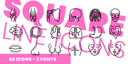 Square Line Icons Medical 2 Font Poster 1