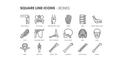 Square Line Icons Medical 2 Font Poster 3