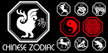 Chinese Zodiac Symbols Font Poster 2