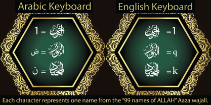 99 Names of ALLAH Random Font Poster 6