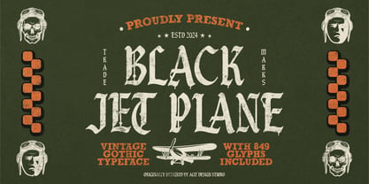 Black Jet Plane Font Poster 1