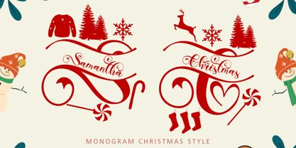 Samantha Christmas Monogram Font Poster 1