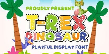 T Rex Dinosaur Font Poster 1