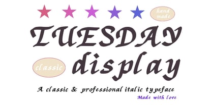 Tuesday Display Classic Italic Font Poster 6