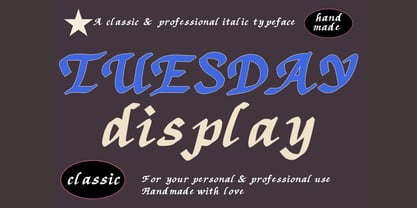 Tuesday Display Classic Italic Font Poster 1