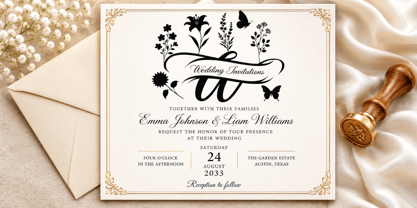 Davina Flower Monogram Font Poster 2