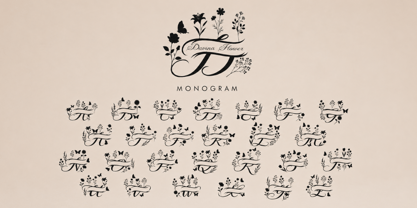 Davina Flower Monogram Font Poster 5