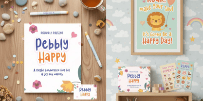 Pebbly Happy Font Poster 7