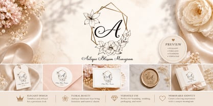 Antique Blossom Monogram Font Poster 1