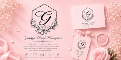 Ganisya Floral Monogram Font Poster 1