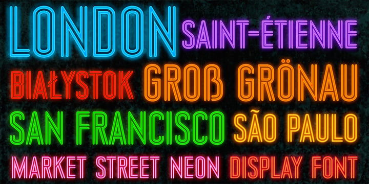Market Street Neon Font Poster 2