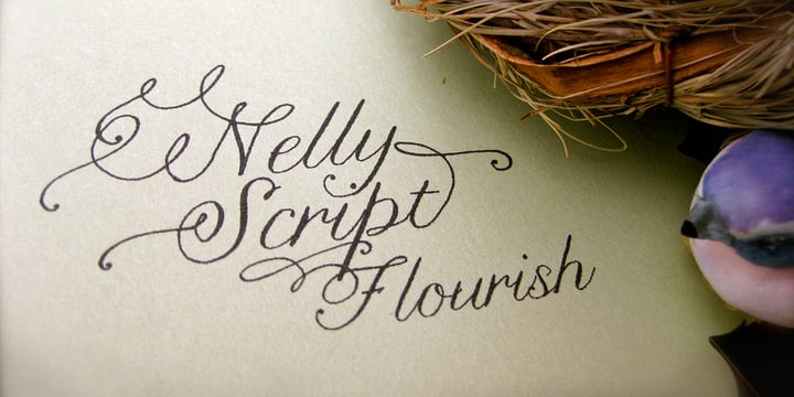 Nelly Script Flourish Font Poster 12