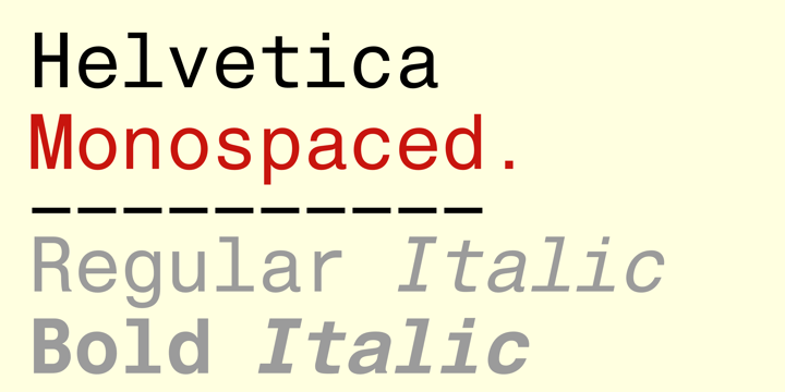 Helvetica Monospaced Font Poster 1