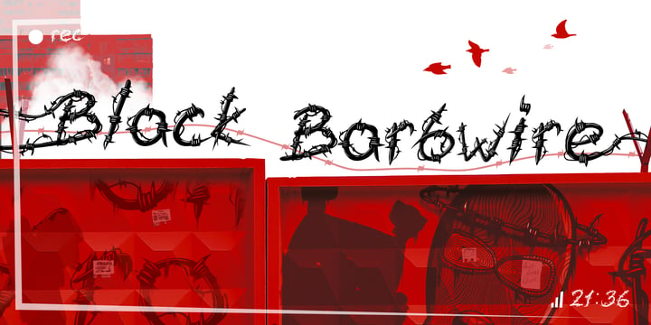 Black Barbwire Font Poster 1