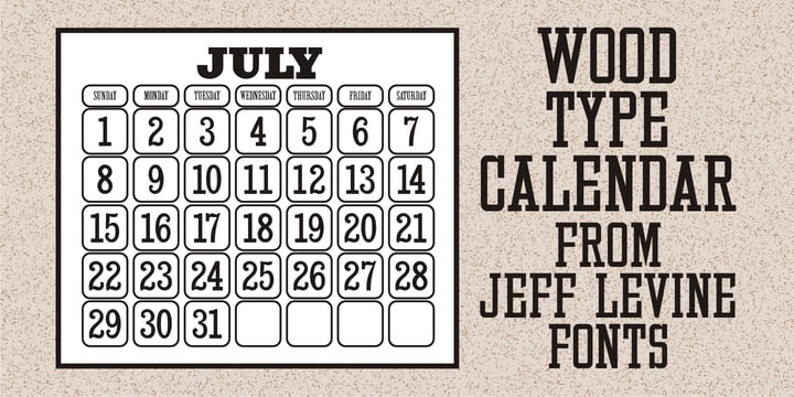 Wood Type Calendar JNL Font Poster 1