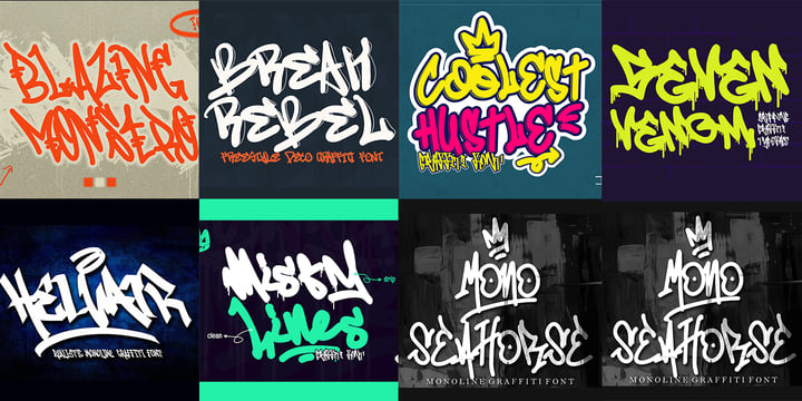 Street Marks 15 Monoline Graffiti Font Bundle Font Poster 2