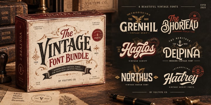 The Vintage Font Bundle Best Seller Vintage Font Bundle