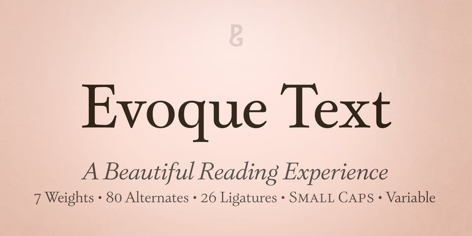 Evoque Text font page